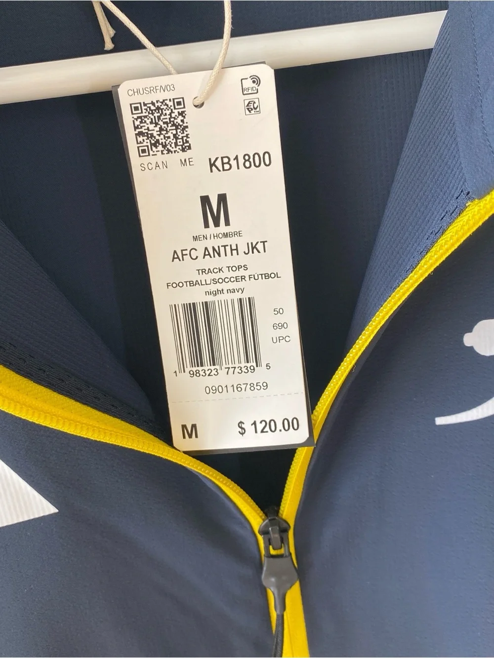Adidas Arsenal FC Z.N.E. Anthem Jacket Night Navy KB1800 $120 - Size Medium